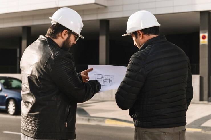 Engenheiro realizando inspeção predial